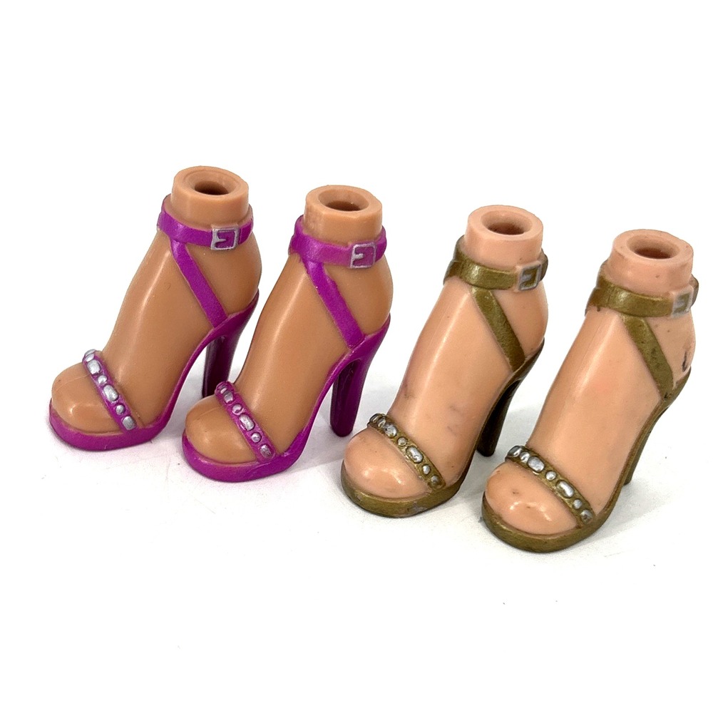 BRATZ‎ Doll Shoes YASMIN Heels LOT Pink & Gold Strap Heels Collectible